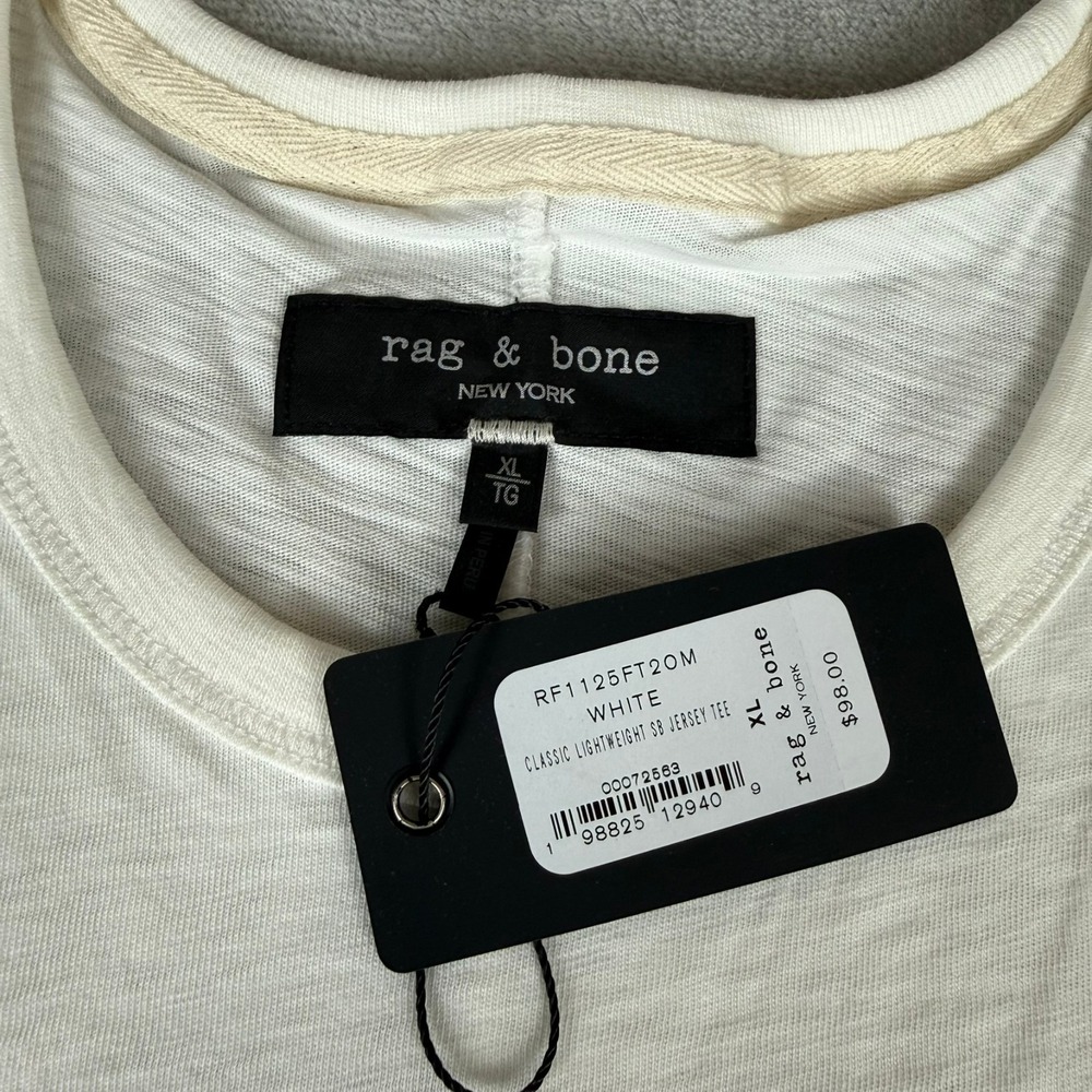 Rag & Bone Classic Lightweight Slub Jersey Tee T-Shirt Mens XL White $98 New NWT - Picture 3 of 6